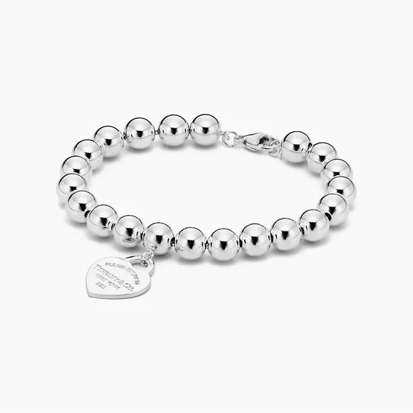 Tiffany & Co. Silver Bead Bracelet with Heart Tag - Picture 2 of 12